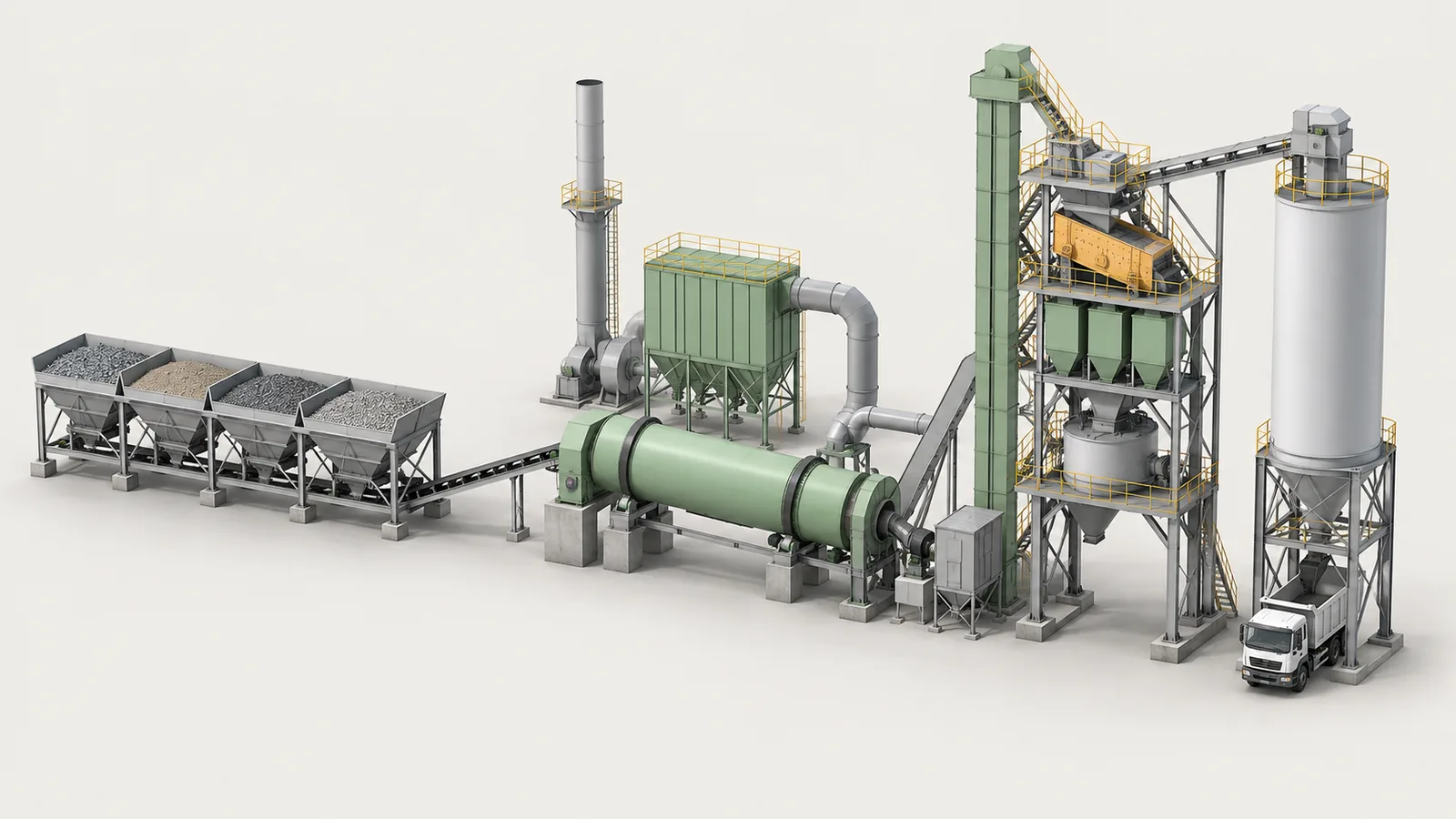 3D digital twin of a batch asphalt plant, process view